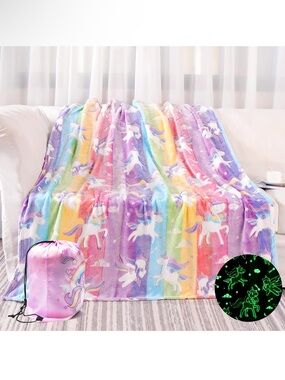 Glow in the Dark Unicorn Blanket LIFEYJ 50" x 60" New NWT